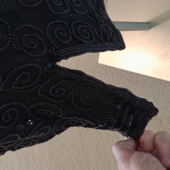 Vintage Stenay black silk sequin dress size 8 - Picture 5 of 14